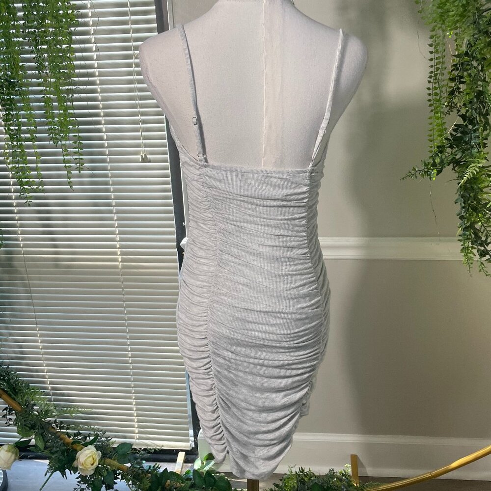 Grey Ruched Mini Dress - Picture 2 of 5